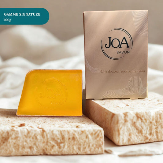 Savon Frangipanier Joa Savon gamme Signature 100g avec packaging élégant