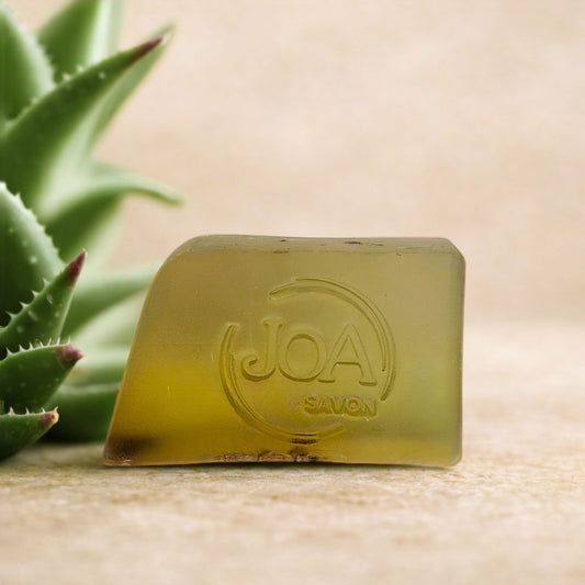 Savon Aloe Vera Joa Savon avec plante d’aloe vera dans une ambiance fraîche et apaisante