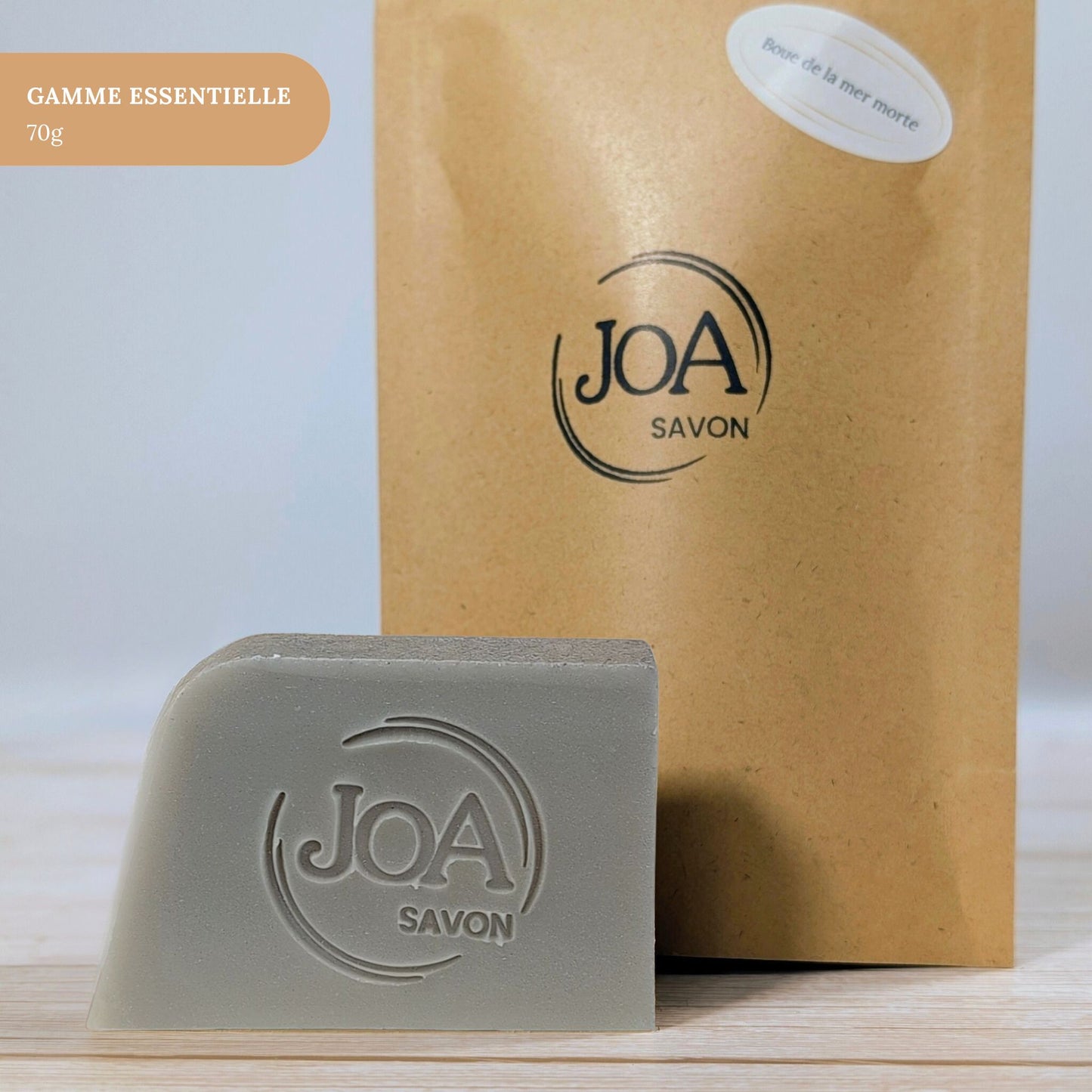 Savon Boue de la Mer Morte Joa Savon gamme Essentielle 70g avec packaging minimaliste