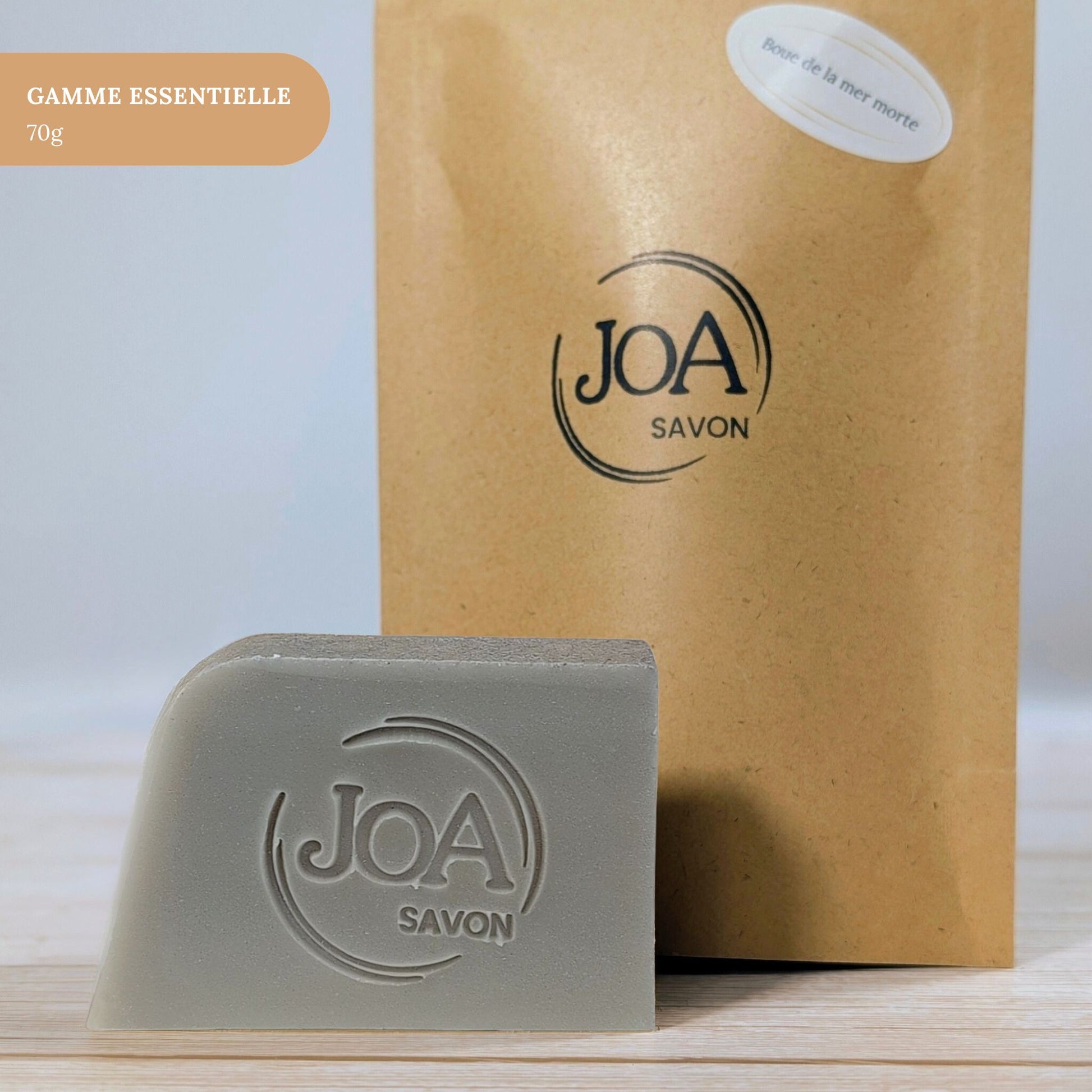 Savon Boue de la Mer Morte Joa Savon gamme Essentielle 70g avec packaging minimaliste