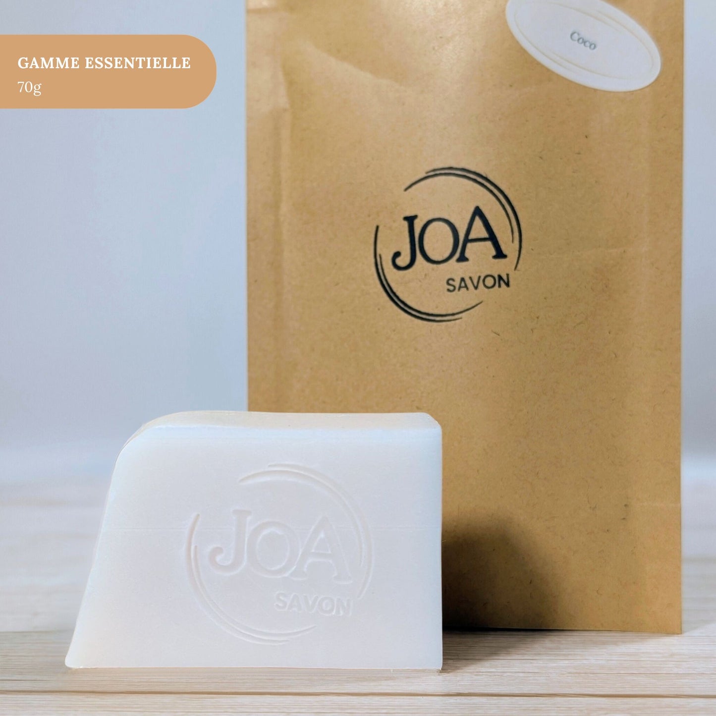 Savon Coco Joa Savon gamme Essentielle 70g avec packaging minimaliste