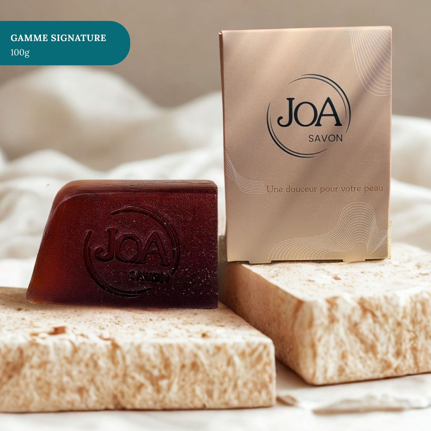 Savon Coco Vanille Joa Savon gamme Signature 100g avec packaging élégant