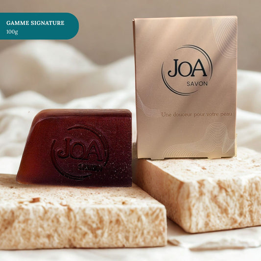 Savon Coco Vanille Joa Savon gamme Signature 100g avec packaging élégant