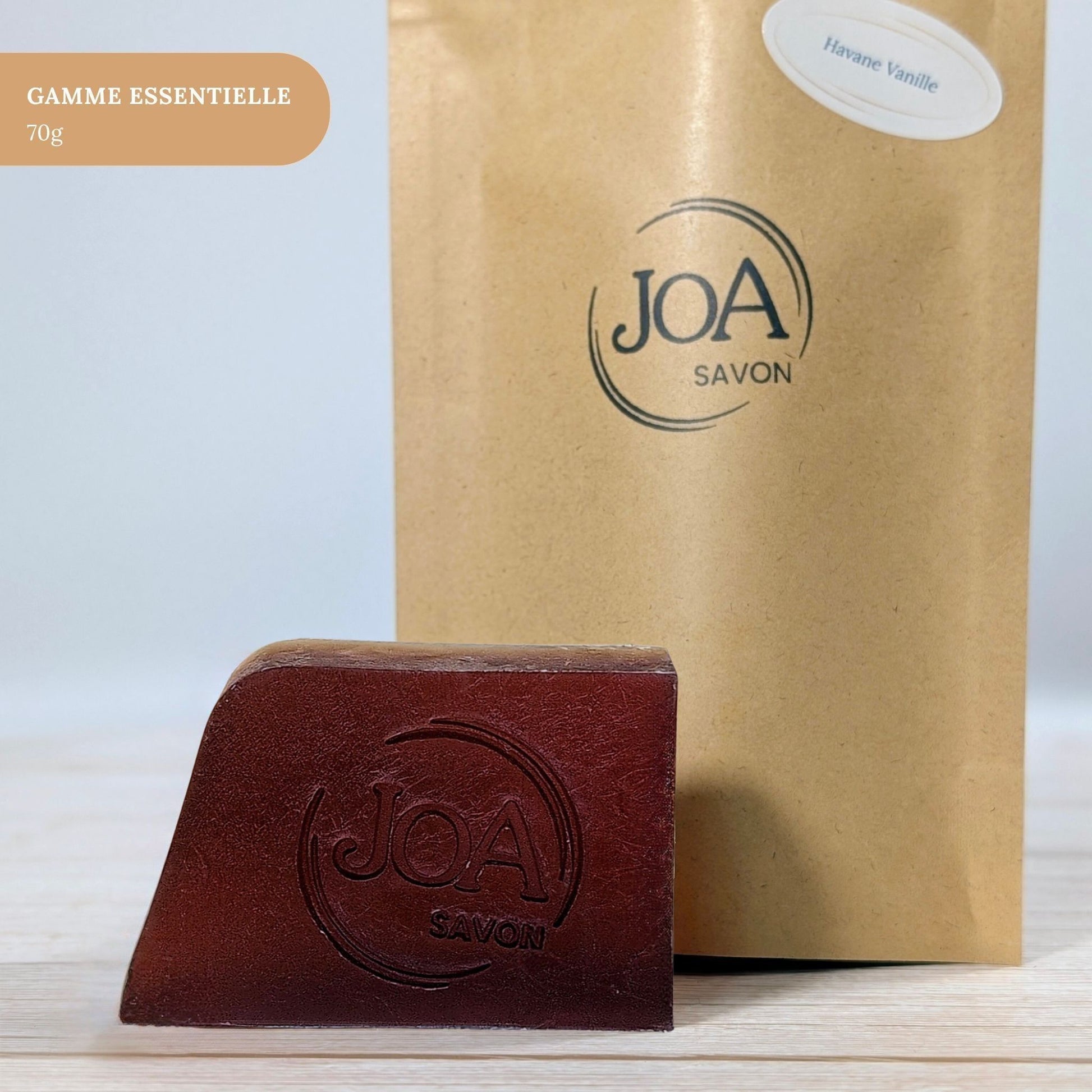 Savon Havane Vanille Joa Savon gamme Essentielle 70g avec packaging minimaliste