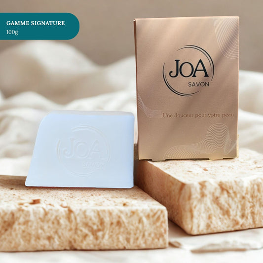 Savon Lait d’ânesse Joa Savon gamme Signature 100g avec packaging élégant