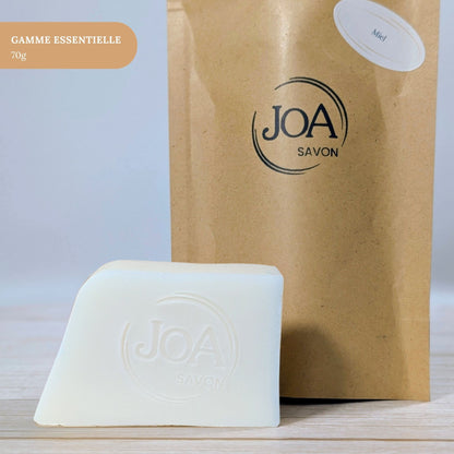 Savon Miel Joa Savon Essentielle 70g avec emballage, parfum miel doux