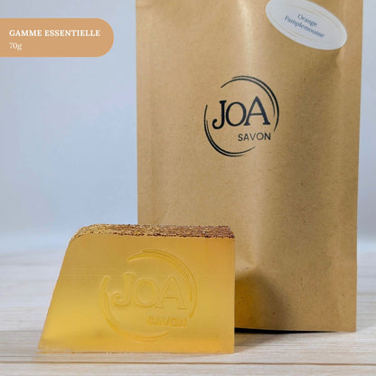 Savon Orange Pamplemousse Joa Savon gamme Essentielle 70g avec packaging minimaliste