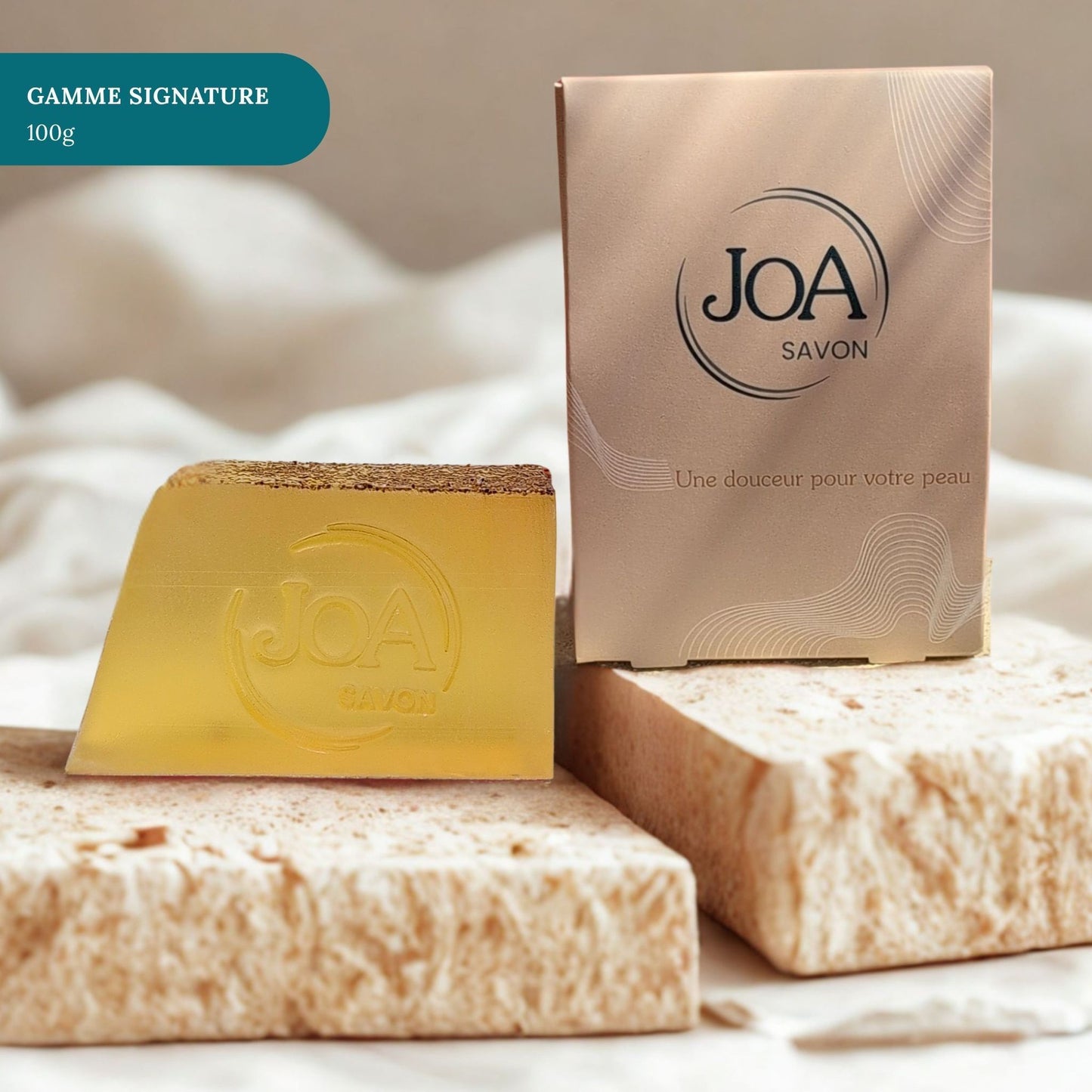 Savon Orange Pamplemousse Joa Savon gamme Signature 100g avec packaging élégant