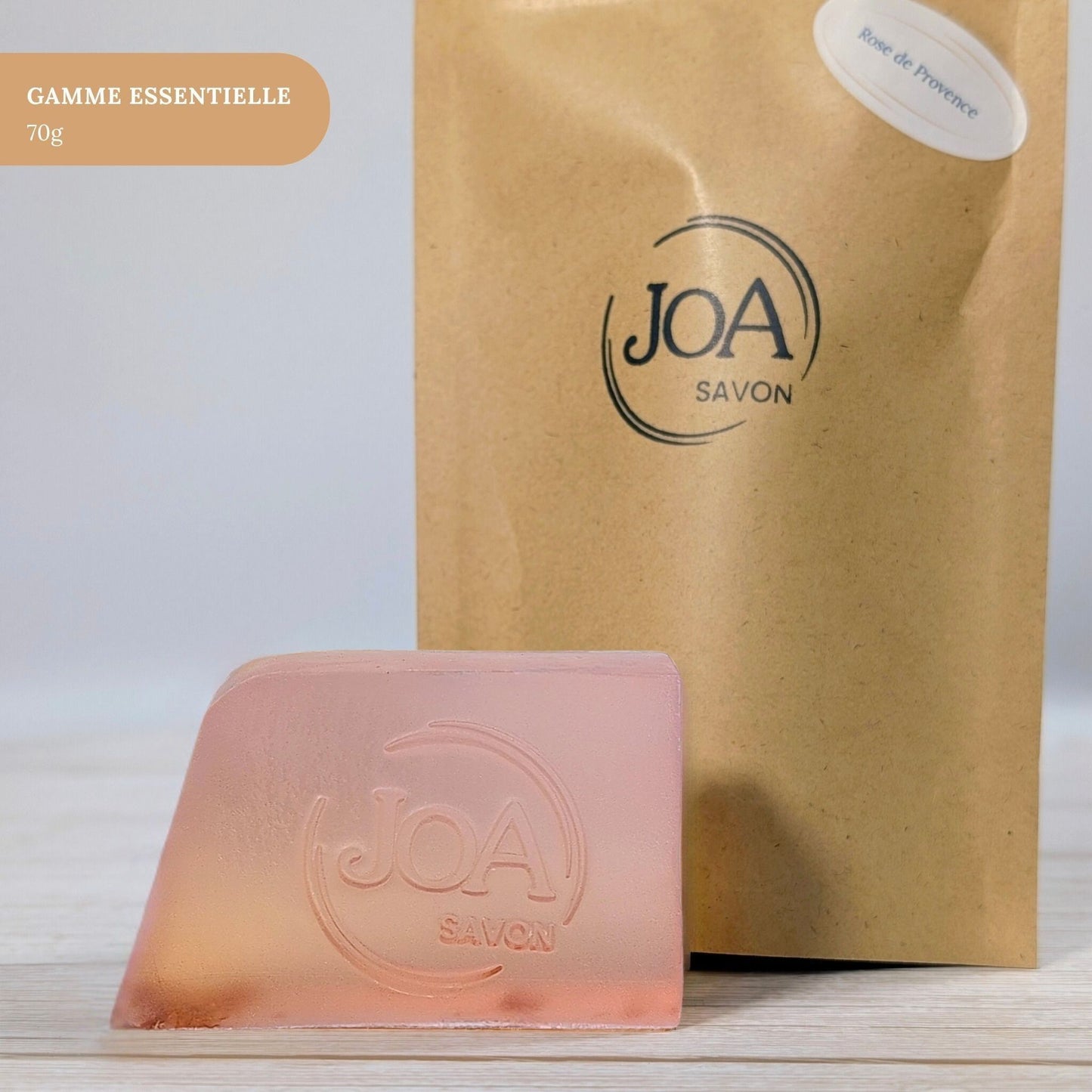Savon Rose de Provence Joa Savon gamme Essentielle 70g avec packaging minimaliste
