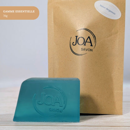 Savon Vétiver Bergamote Joa Savon gamme Essentielle 70g avec packaging minimaliste